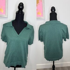 Fortune & Ivy V-Neck Green Polo Women’s Shirt (L)